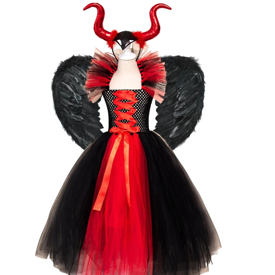 Flickors Deluxe Häxdräkt Halloween Cosplay Klänning