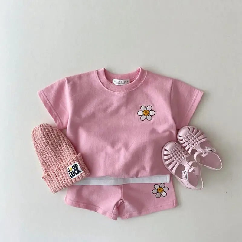 Sommarset för flickor – T-shirt & byxor i bomull