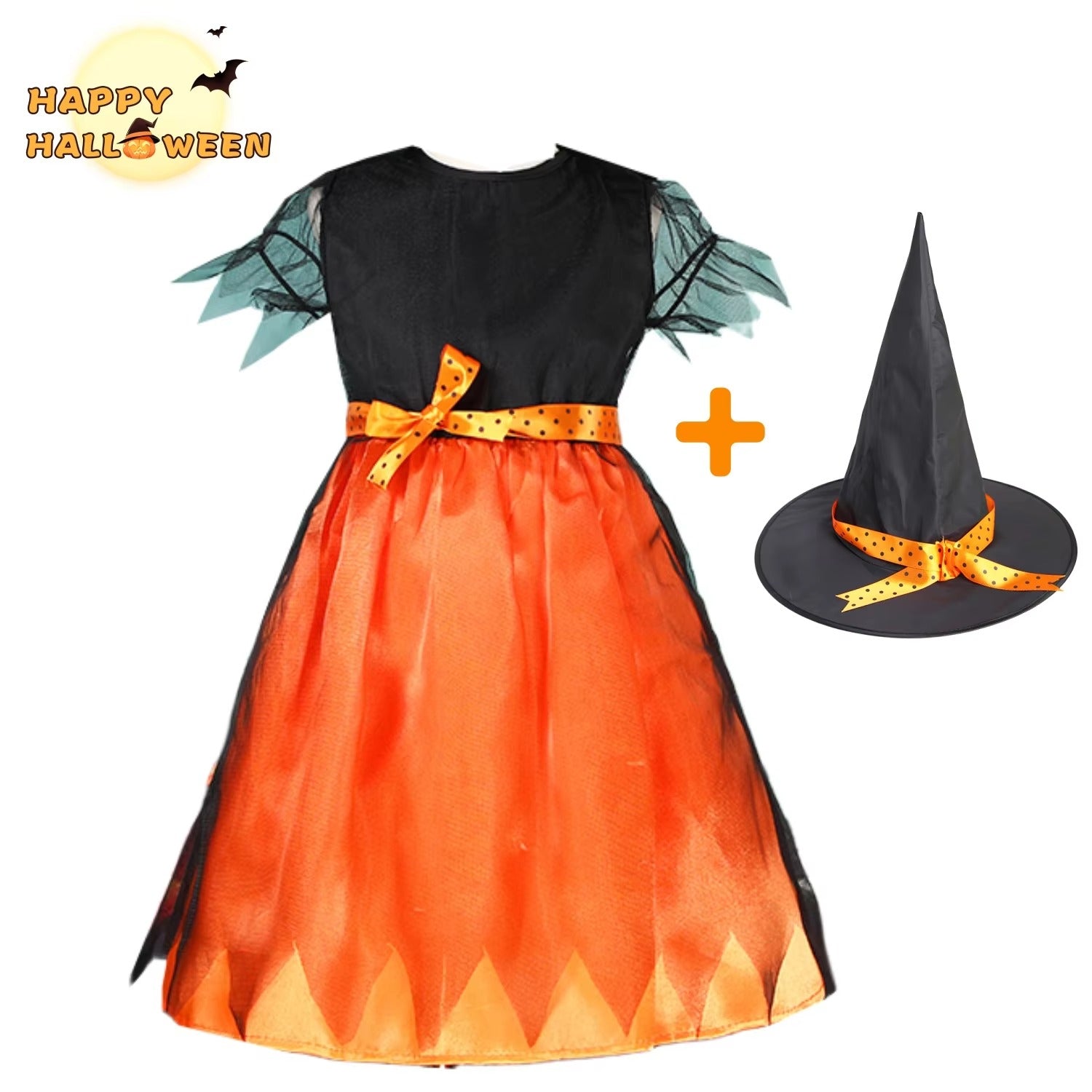 Halloween Häxdräkt Pumpa Cosplay Party Set