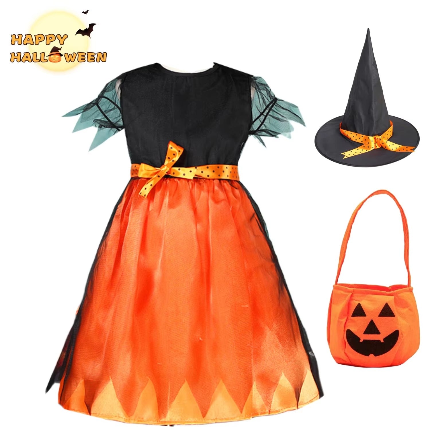 Halloween Häxdräkt Pumpa Cosplay Party Set