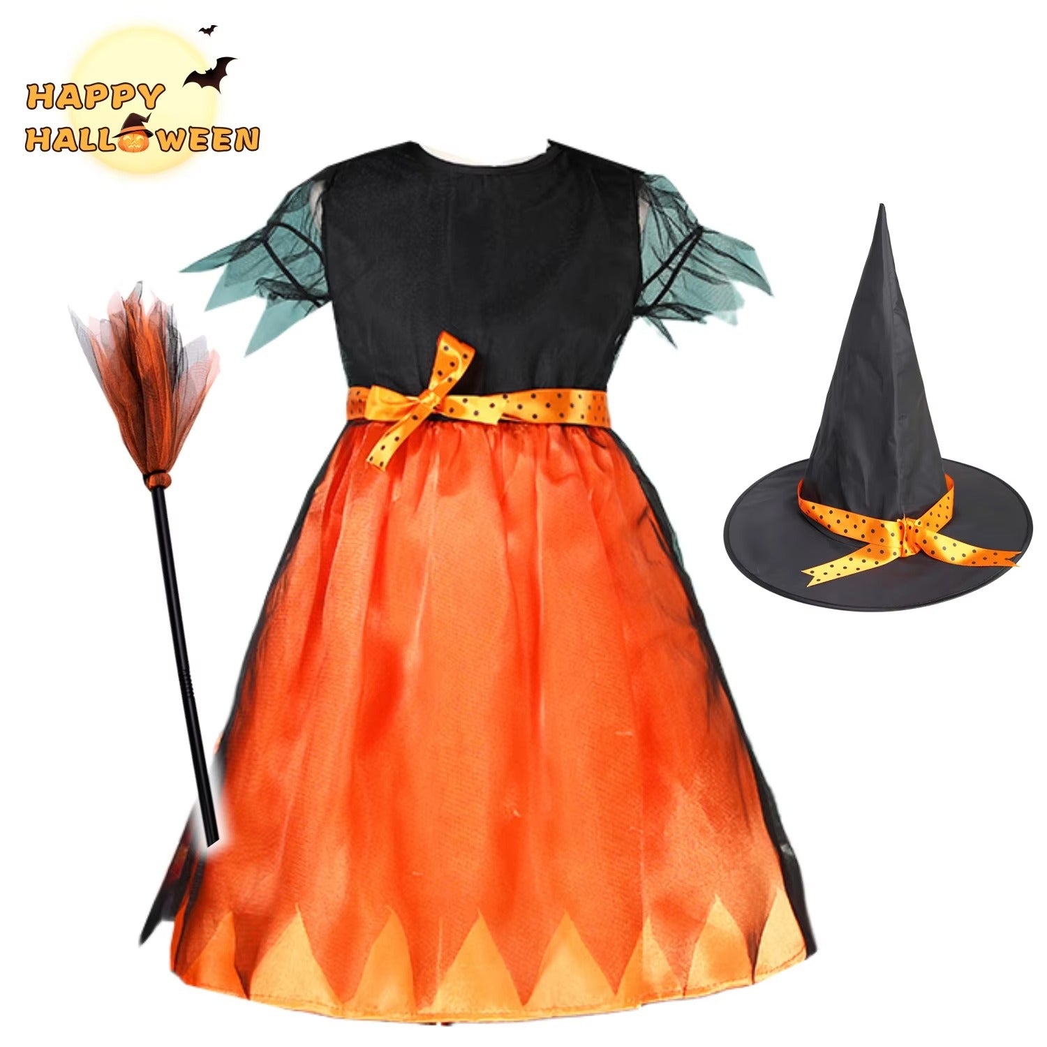 Halloween Häxdräkt Pumpa Cosplay Party Set